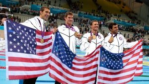Equipe dos USA, ouro 4x200m livre em 2008. Equipe dos USA, ouro 4x200m livre em 2008.