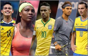 James, Serena, Neymar, Nadal e Ibrahimovic.