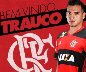 Imagem divulgada pelo Flamengo sobre a contratação de Trauco.