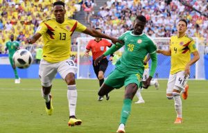 Seleção de Senegal contra a Colômbia.