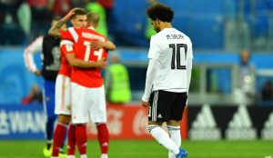Salah ao final da partida contra a Rússia.