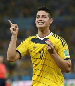 James Rodríguez defendendo a Colômbia em 2017.