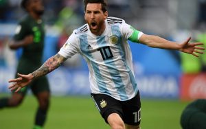 Messi depois do seu primeiro gol na Copa de 2018.