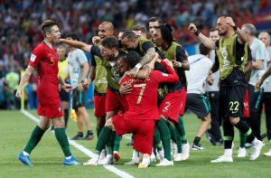 Cristiano Ronaldo comemorando um dos seus gols.