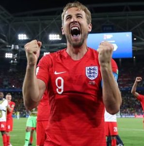 Harry Kane com a Inglaterra na Copa da Rússia.