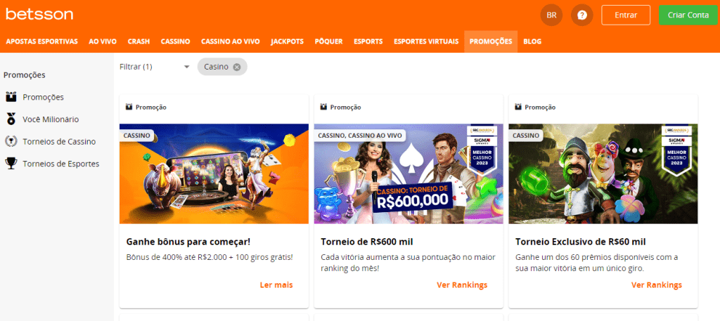 Cassino Betsson - Promoções