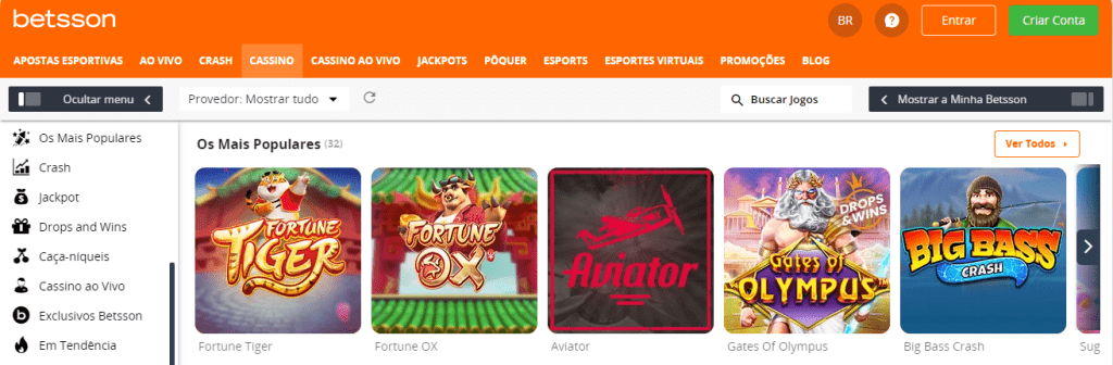 Cassino Betsson - Jogos